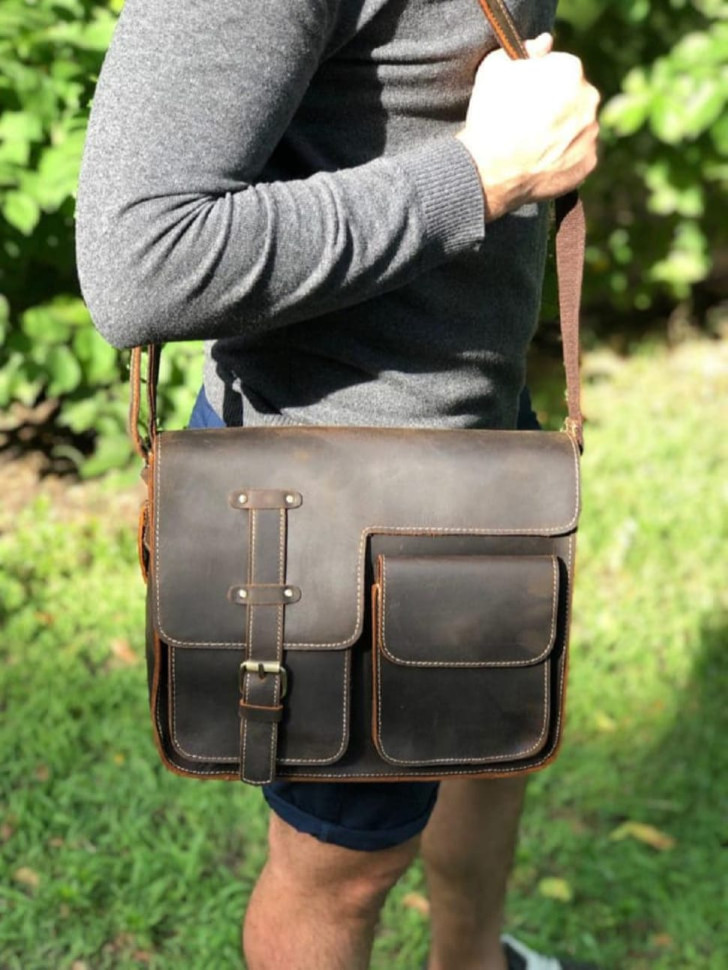 Темно-коричнева вінтажна сумка з кінської шкіри Bexhill Bx1050C