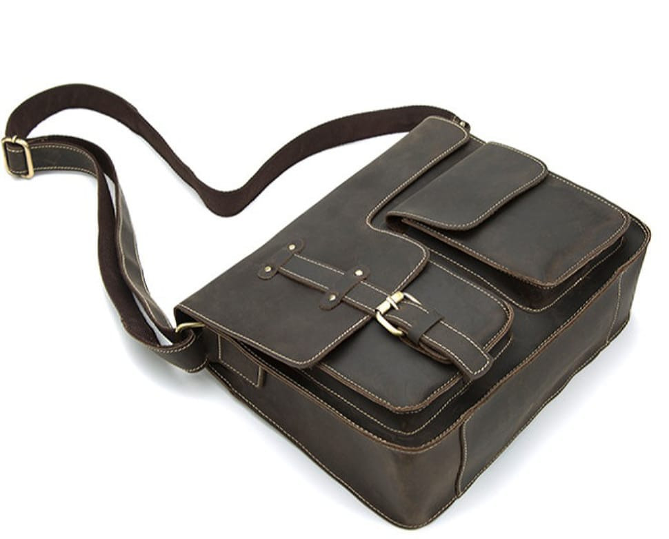 Темно-коричнева вінтажна сумка з кінської шкіри Bexhill Bx1050C