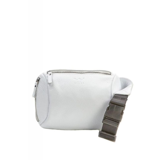 Шкіряна поясна сумка Easy біла флотар