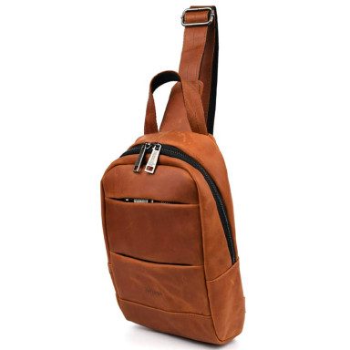 Leather sling backpack with pockets TARWA RB-6010-3md
