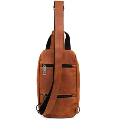 Leather sling backpack with pockets TARWA RB-6010-3md