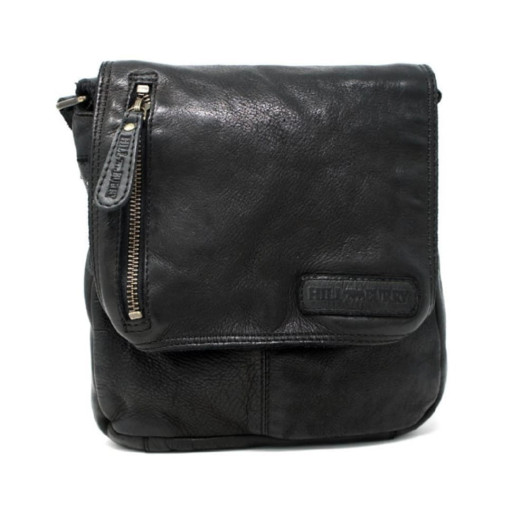 Чоловічий шкіряний чорний месенджер HILL BURRY 