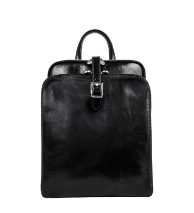 Womens Convertible Leather Backpack Shoulder Bag - Clarissa - Black Time Resistance 5187301