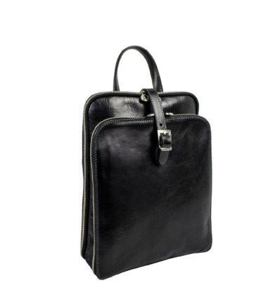 Womens Convertible Leather Backpack Shoulder Bag - Clarissa - Black Time Resistance 5187301