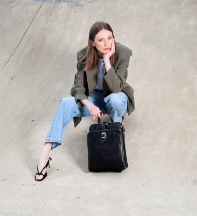 Womens Convertible Leather Backpack Shoulder Bag - Clarissa - Black Time Resistance 5187301