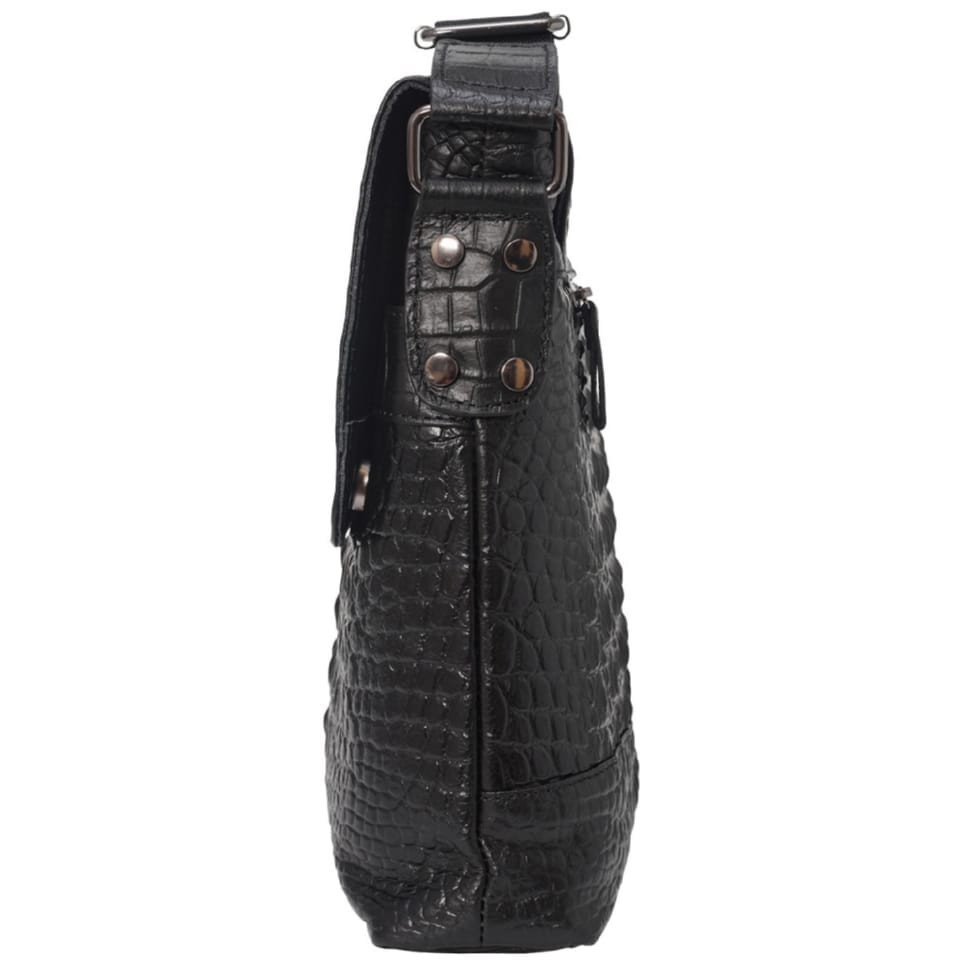 Мужская кожаная сумка через плечо BUFFALO BAGS M9881A черный кроко