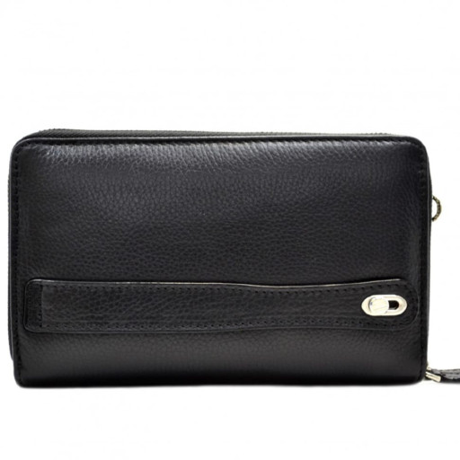 Барсетка кистьова шкіряна DESISAN 256-01 чорний гладкий