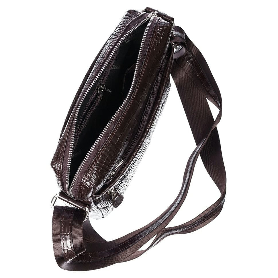 Барсетка м'яка шкіряна DESISAN 1322-19 коричневий кроко