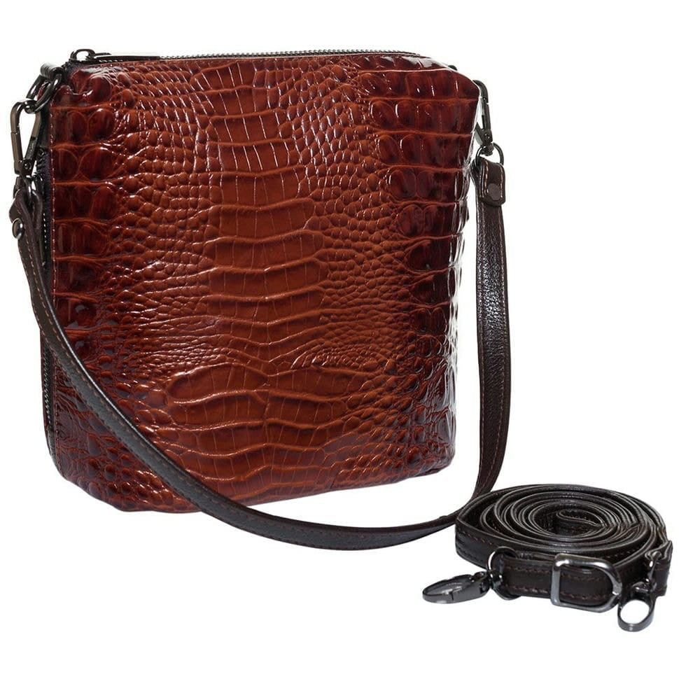 Сумка жіноча шкіряна Desisan 1484-587 рудий кроко лак