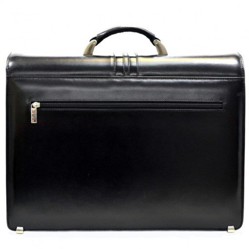Шкіряний портфель Desisan 317-1 чорний гладкий