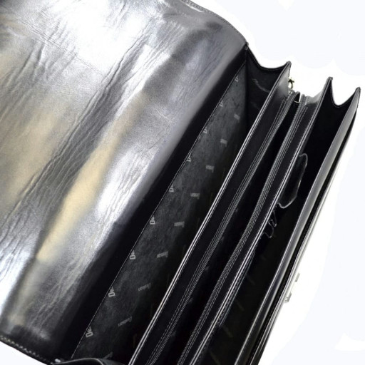 Шкіряний портфель Desisan 317-1 чорний гладкий