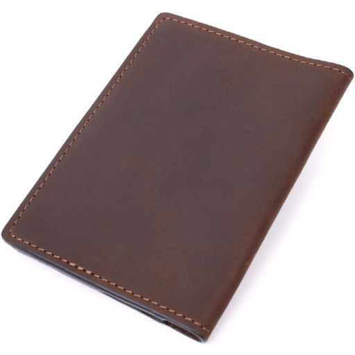 Стильна шкіряна обкладинка на паспорт з тримачем Apple AirTag GRANDE PELLE 11621 Коричневий