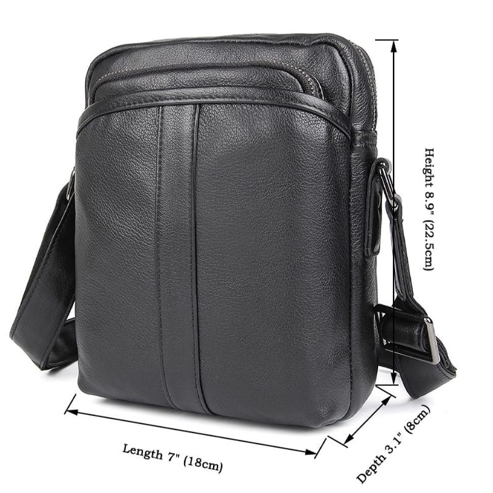 Чоловічі шкіряні сумки месенджер на плече чорна John McDee 1054A