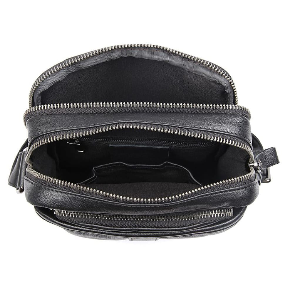 Чоловічі шкіряні сумки месенджер на плече чорна John McDee 1054A