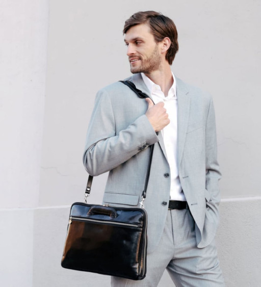 Шкіряна сумка-портфель для ноутбука - Brave New World - чорний колір - Time Resistance 5212001