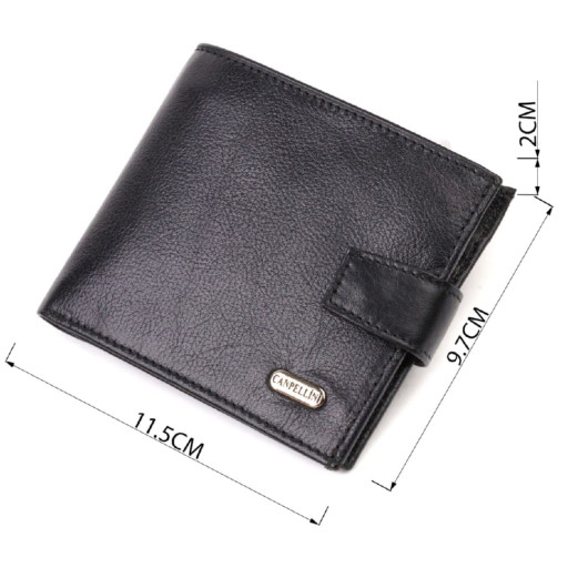Зручний чоловічий гаманець з натуральної гладкої шкіри CANPELLINI 21877 Чорний