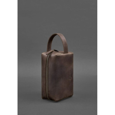 Leather cosmetic bag 5.0 Dark brown Crazy Horse
