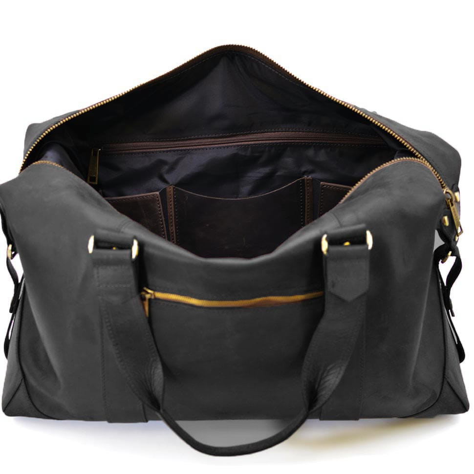 Leather travel sports bag TARWA RA-0320-4lx black