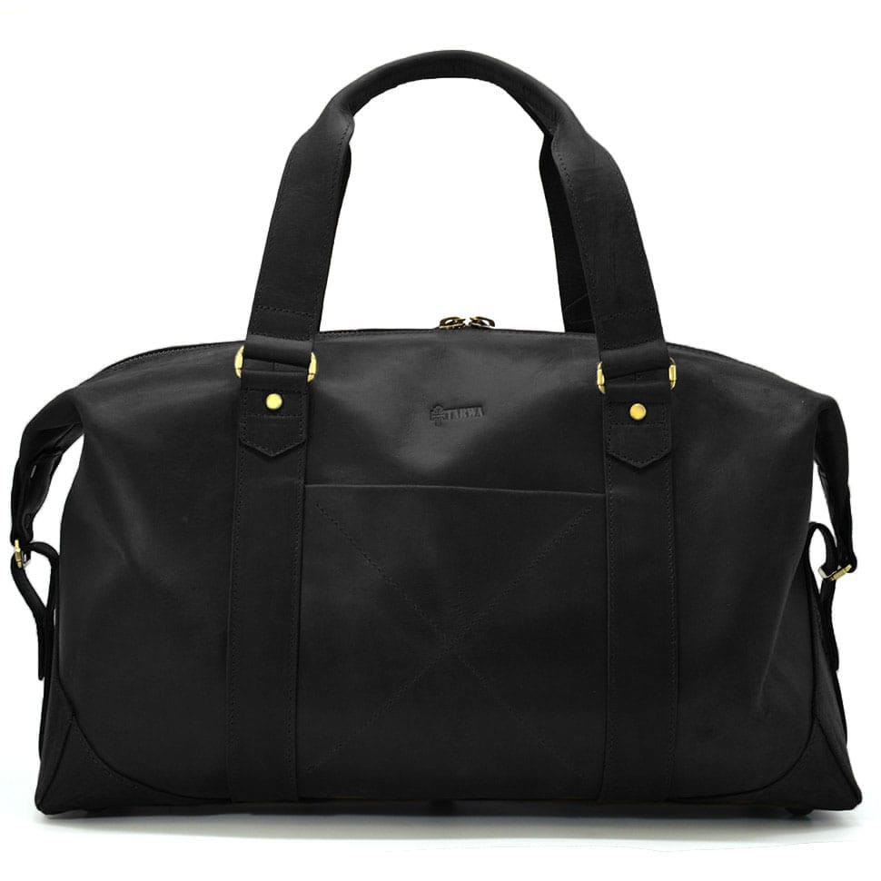 Leather travel sports bag TARWA RA-0320-4lx black
