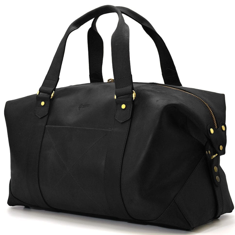 Leather travel sports bag TARWA RA-0320-4lx black