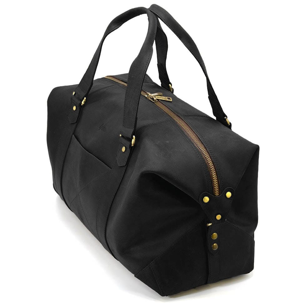 Leather travel sports bag TARWA RA-0320-4lx black