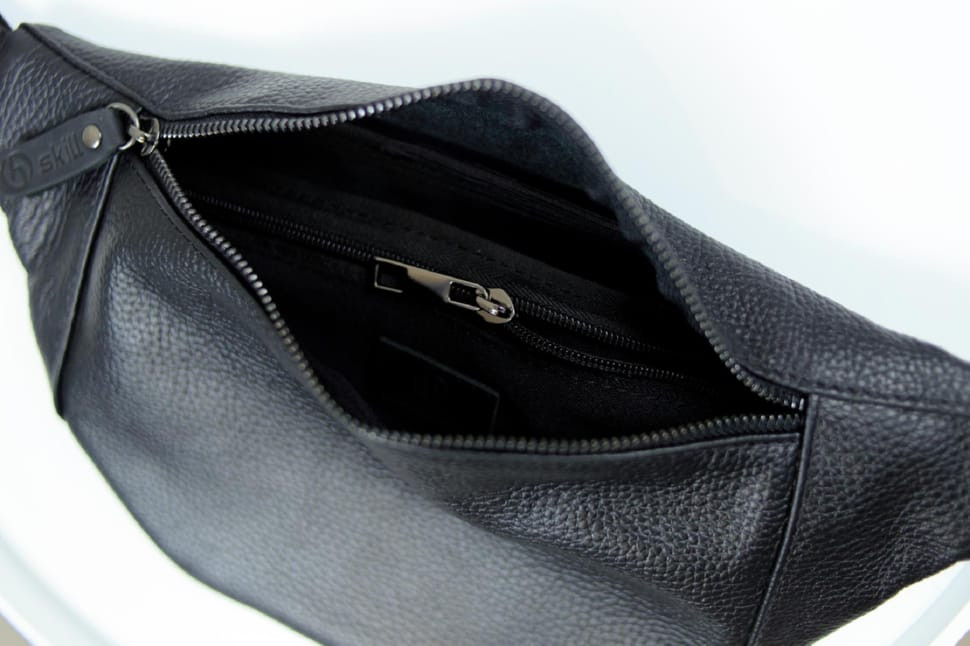 Genuine Leather Belt Bag, Leather Belt Bag SKILL Lodka (Black)