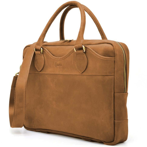 Чоловіча сумка для ноутбука та документів А4 Crazy Horse RB-8839-4lx TARWA коньячна