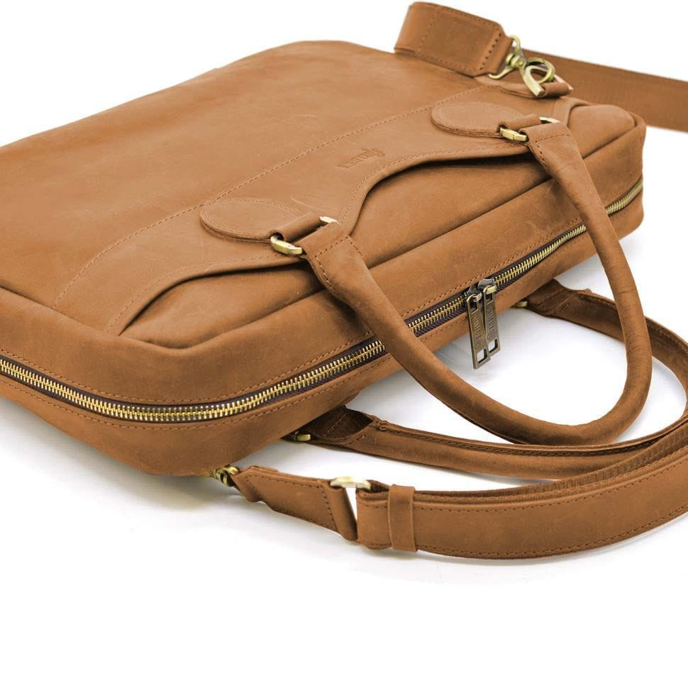 Чоловіча сумка для ноутбука та документів А4 Crazy Horse RB-8839-4lx TARWA коньячна