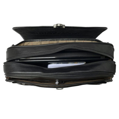 Leather briefcase Italico 8361-40 nero black