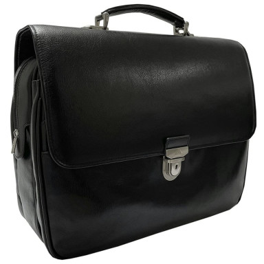 Leather briefcase Italico 8361-40 nero black