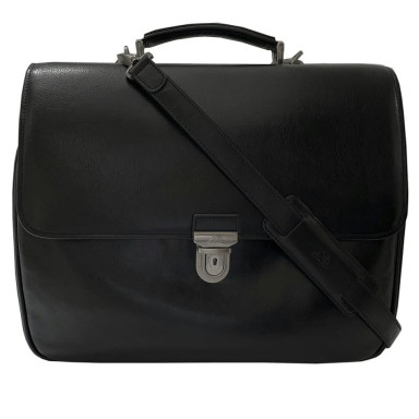 Leather briefcase Italico 8361-40 nero black