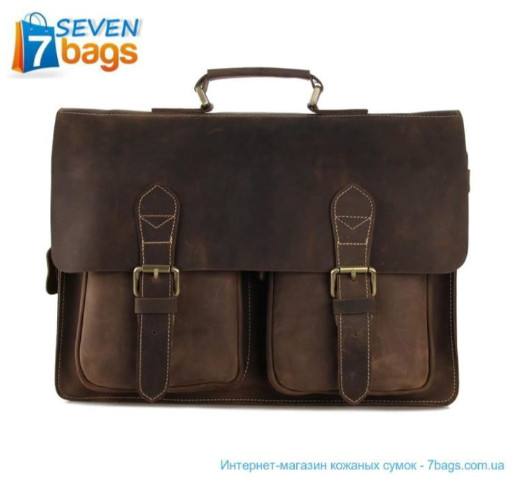 Великий чоловічий портфель з кінської шкіри, вінтажна матова фактура