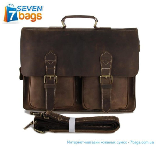 Великий чоловічий портфель з кінської шкіри, вінтажна матова фактура