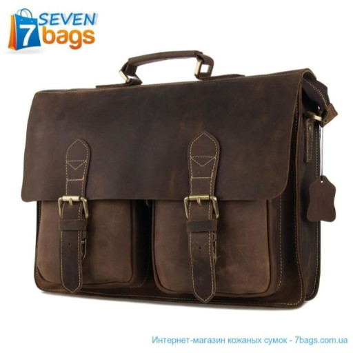 Великий чоловічий портфель з кінської шкіри, вінтажна матова фактура