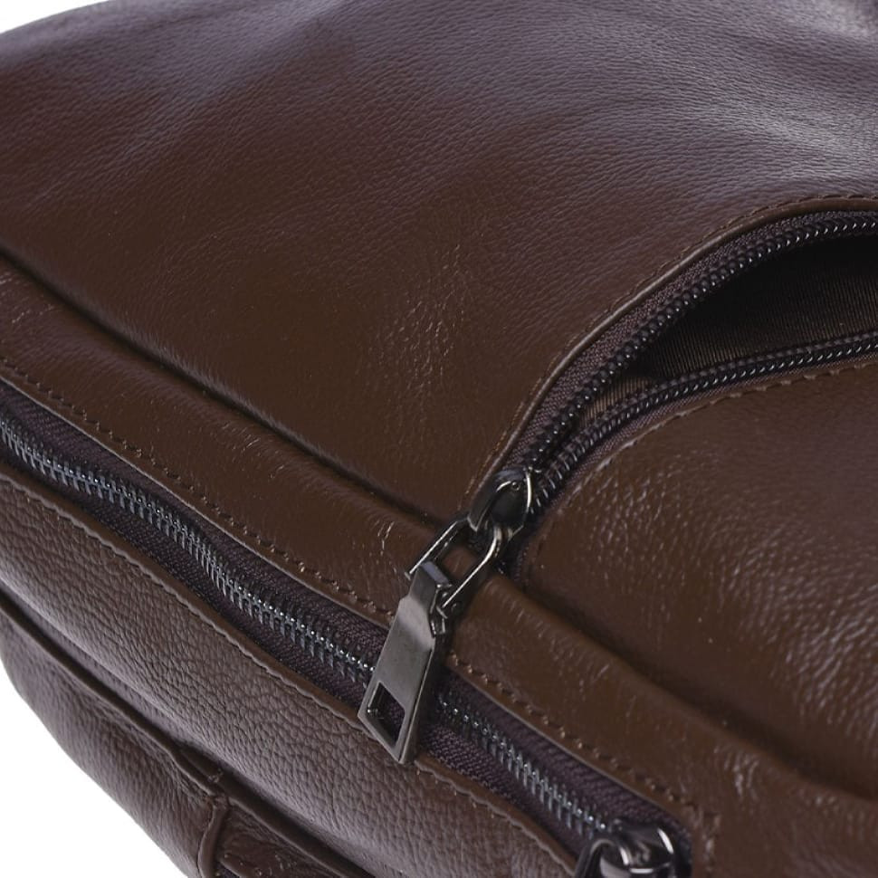 Чоловік шкіряний рюкзак через плече Borsa Leather K1029-brown