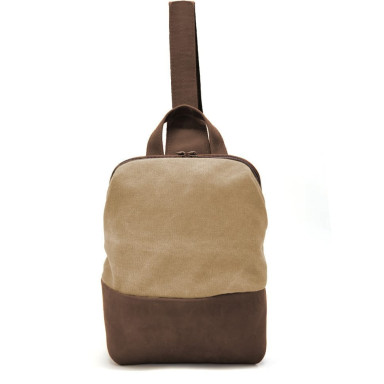 Shoulder sling, chest bag made of leather and canvas TARWA RCs-1905-3md