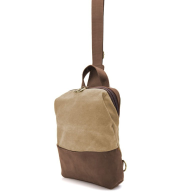 Shoulder sling, chest bag made of leather and canvas TARWA RCs-1905-3md