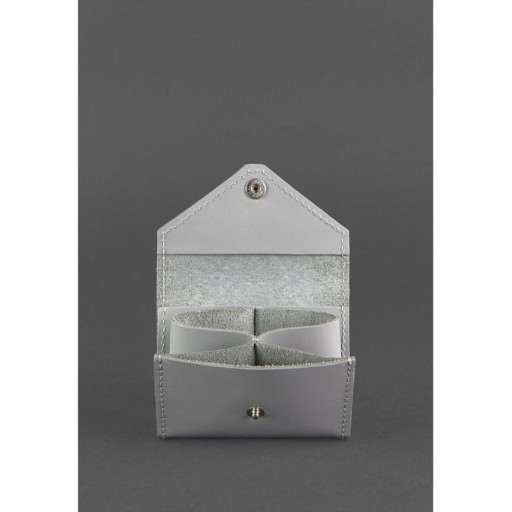 Жіночий шкіряний кард-кейс 3.0 (Гармошка) Сірий з мандалою