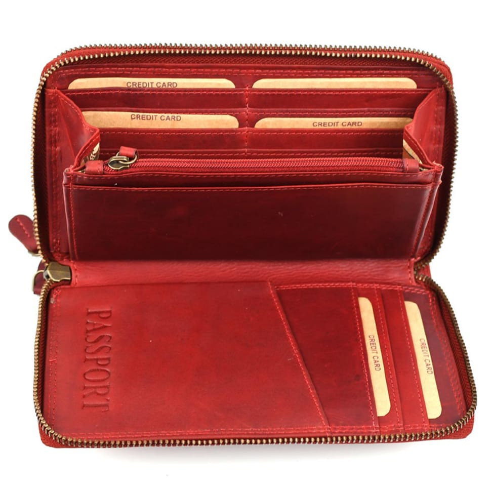 Шкіряний клатч бордовий Hill Burry HB3671R на два відділення