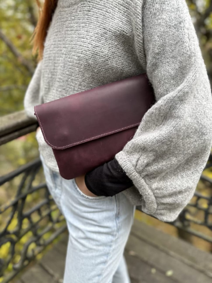 Жіноча шкіряна сумка клатч BGS бордова BGS3234