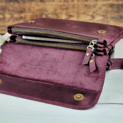 Жіноча шкіряна сумка клатч BGS бордова BGS3234