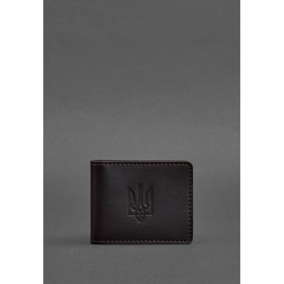 Кожаная обложка для удостоверения с гербом темно-коричневая