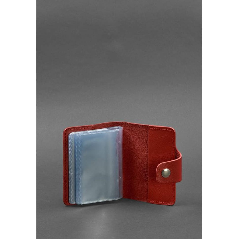 Жіночий шкіряний кард-кейс 7.1 (Книжечка) червоний