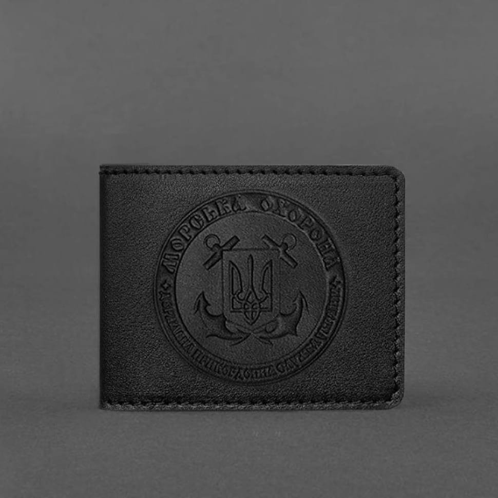 Шкіряна обкладинка на посвідчення Морської охорони Чорна