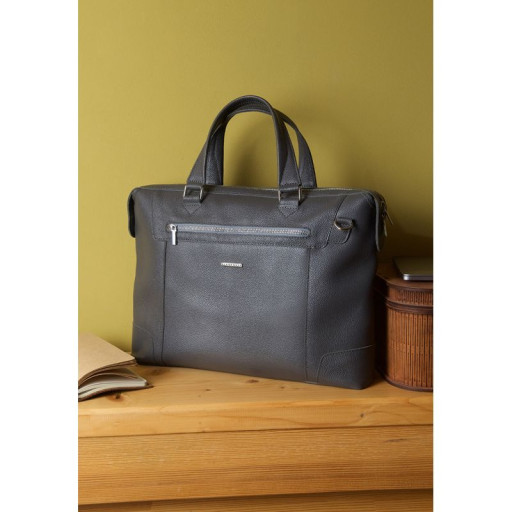 Кожаная сумка для ноутбука и документов Franko темно-серый флотар