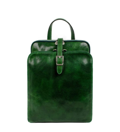 Womens Convertible Leather Backpack Shoulder Bag - Clarissa - Green Time Resistance 5203501
