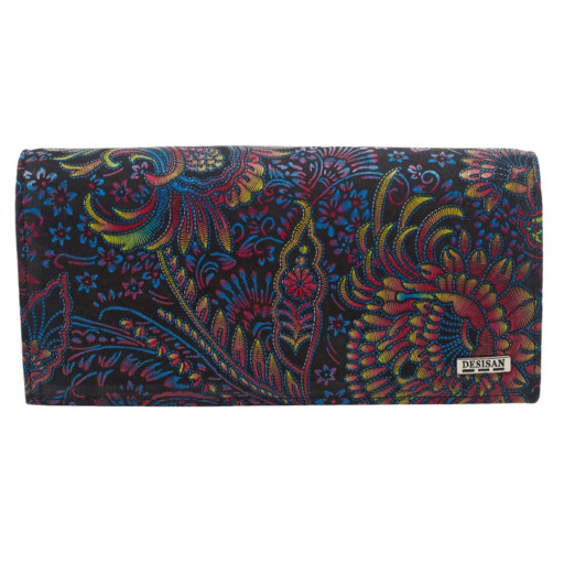 Гаманець жіночий шкіра Desisan 057-995 сині квіти