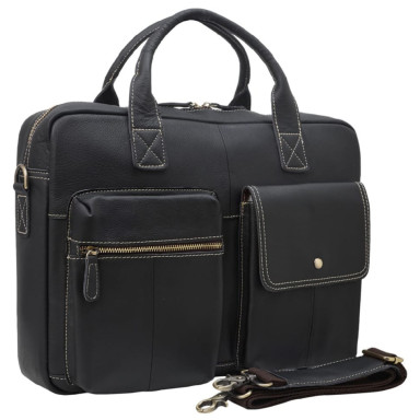 Портфель мягкий кожаный BUFFALO BAGS M7212A черный