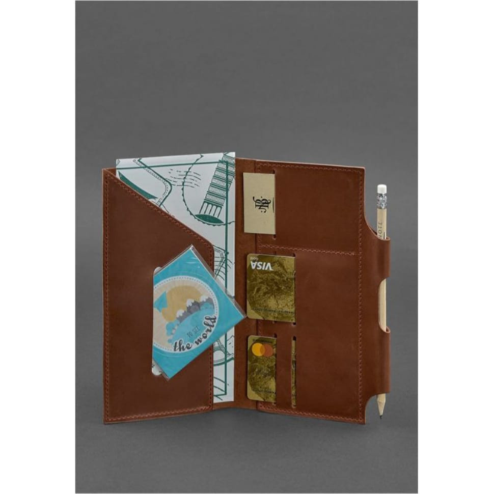 Leather female travel case 3.0 light brown with mandala