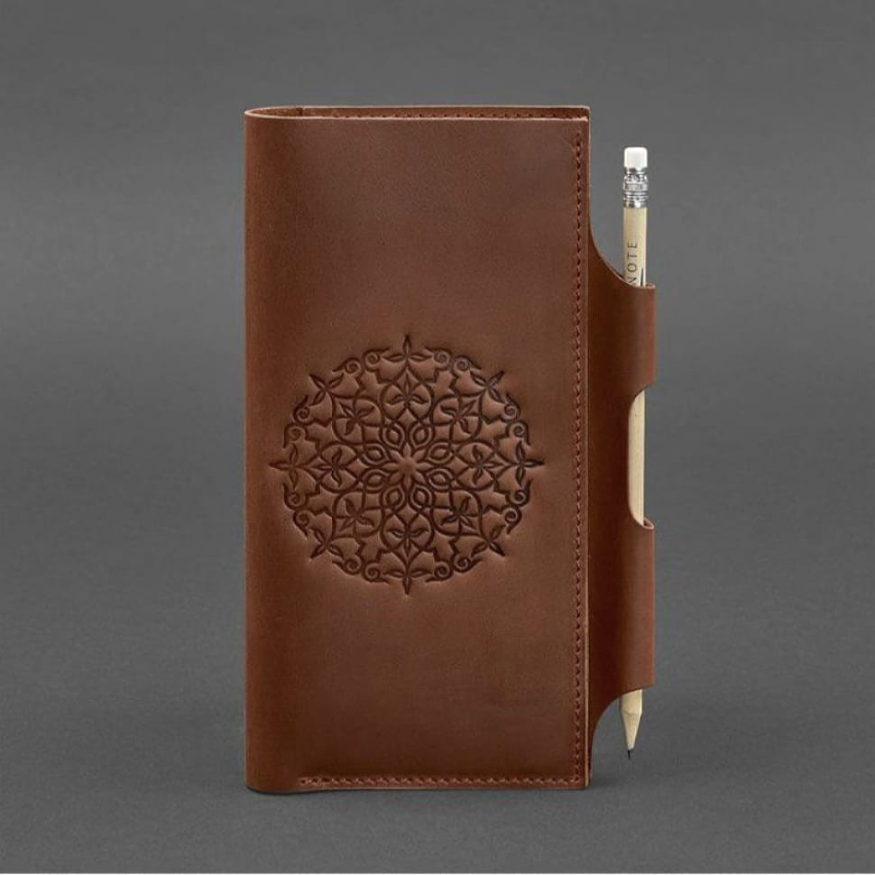 Leather female travel case 3.0 light brown with mandala
